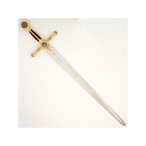 Spadă cu Simboluri Masonice – Ediție de Lux cu Catifea Roșie – Oțel de Toledo – 116 cm