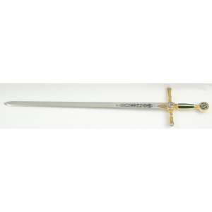 Spadă cu Simboluri Masonice – Ediție de Lux cu Catifea Verde – Oțel de Toledo – 116 cm - Img 6