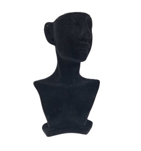 Suport / Bust Catifelat Negru pentru Bijuterii – 15x8x21 cm – Expozitor Coliere, Pandantive și Cercei - Img 1