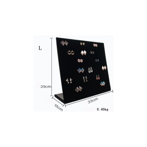 Suport Expunere Cercei Formă „L” – Catifea Negru/Gri – 60 Perechi (120 de Găuri) – 33 x 29 x 12 cm – WZ2504 - Img 2