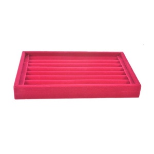 Suport Organizare Inele, Bijuterii și Butoni – Catifea – 23 x 14,5 x 3 cm – 4 Culori (Negru, Gri, Roșu, Fuchsia) – WZ444 - Img 4