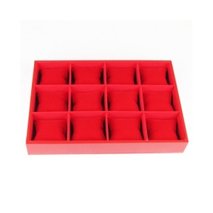 Tava Expunere Ceasuri 12 Spatii Gri / Rosie / Neagra Din Catifea WZ2271