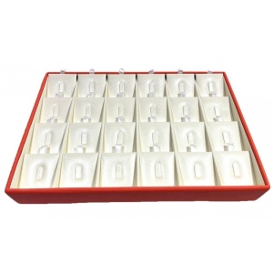Tavă Prezentare Inele, Structură Lemn și Piele Eco Orange/Crem – 250x180x35 mm