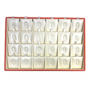 Tavă Prezentare Inele, Structură Lemn și Piele Eco Orange/Crem – 250x180x35 mm - Img 3