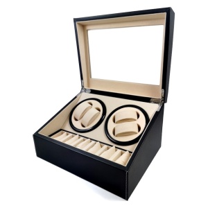 Watch Winder Negru Piele Ecologica 4+6