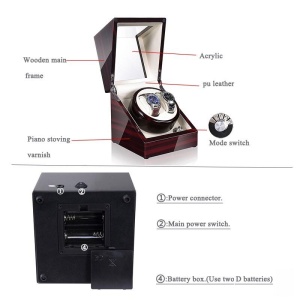 Watch Winder Premium WW20EW – Finisaj Lemn de Nuc, 2 Spații Rotative - Img 2