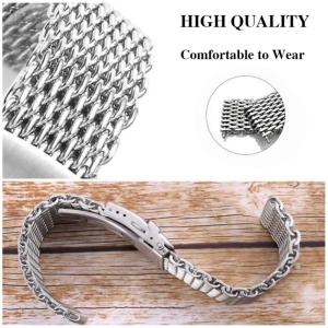 Brățară Shark Mesh – Oțel Inoxidabil Solid 22 mm – Cataramă Ajustabilă dublă – Lungime 15 cm - Img 2