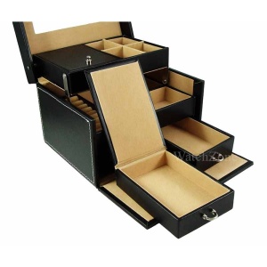 Caseta Bijuterii Piele Ecologica Neagra AMANDA WZ1923 - Img 3