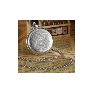 Ceas Argintiu De Buzunar Cu Simboluri Masonice WZ012 - Img 2