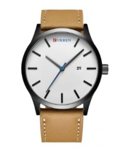 Ceas Bărbătesc Elegant Curren – Carcasă Oțel – Cadran 45 mm – Curea Piele Gri – Afișare Dată