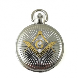 Ceas de Buzunar Masonic – 55 mm – Carcasă Argintie cu Simbol Auriu – Cadran 43 mm - Img 2