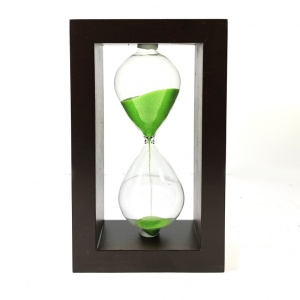 Clepsidra din lemn cu nisip colorat - 3 minute - Roz / Verde / Mov - WZZ4203