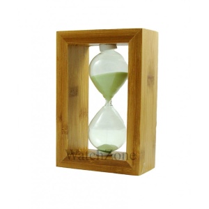 Clepsidra nisip roz / verde cadru din lemn masiv de bambus