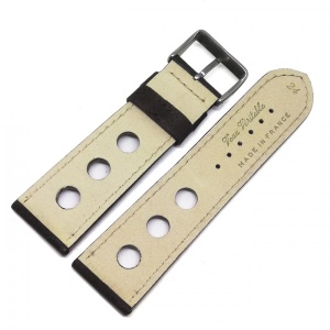 Curea Ceas „Fleurus Paris” – Piele Vițel Neagră, Design Perforat Rally (20mm - 24mm) - Img 3