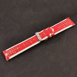 Curea Ceas „Racing Red” 2A22R – Piele Naturală Roșie cu Margini Albe (24mm) - Img 2
