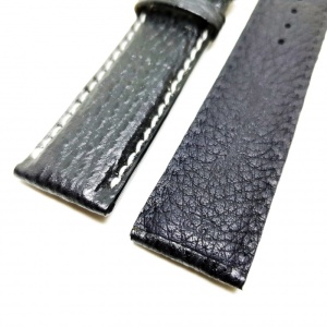 Curea Ceas „Shark Ocean” Fleurus – Piele Veritabilă de Rechin, Negru cu Cusătură Albă (18mm - 22mm) - Img 3