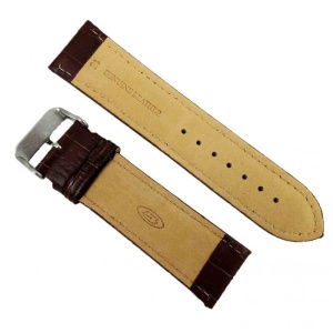 Curea Ceas Piele Naturala Maro Imprimeu Crocodil Cusatura Alba 18mm, 20mm, 22mm, 24mm - WZ2163 - Img 2