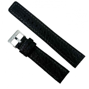 Curea Ceas Piele Naturala Neagra 20mm Cusatura Gri WZ2199