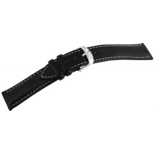 Curea Ceas Piele Naturala Neagra Cusatura Alba 22mm 24mm 26mm 8000057 - Img 3
