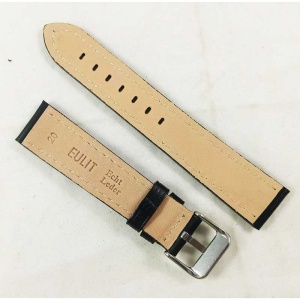 Curea Ceas Piele Naturala Neagra Cusatura Alba Casual 20mm, 22mm - WZ2306 - Img 2