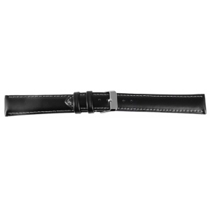 Curea Ceas Piele Naturala Neagra Cusatura Alba XL 22mm 8000063 - Img 3