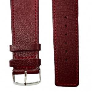 Curea ceas Piele Naturala Visinie Textura Bizonata XL 30mm | Handmade Romania - Img 2