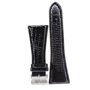 Curea Ceas Premium 30mm – Piele Neagră Lucioasă cu Cataramă Aurie - Img 2