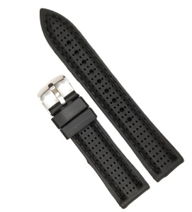 Curea Ceas Silicon Negru – 20/18 mm – Grosime 4 mm – Cusătură Neagră – Design Sport și Confortabil