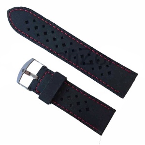 Curea ceas silicon negru cusatura rosie 24mm WZ958