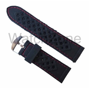 Curea ceas silicon negru cusatura rosie 24mm WZ958 - Img 2