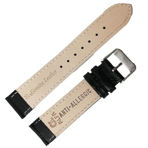 Curea de ceas din piele naturala neagra - 20mm WZ2893 - Img 2