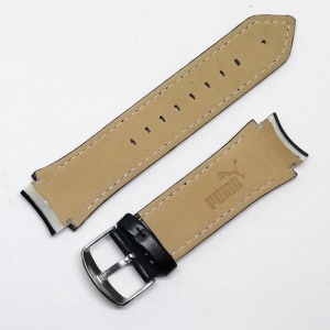 Curea de ceas din piele naturala neagra Puma, capete curbate - 20/26mm - C2977 - Img 4