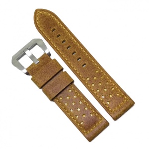 Curea de ceas Maro cu insertii Aurii din Piele Naturala - 22mm - WZ3985