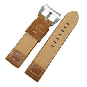 Curea de ceas Maro cu insertii Aurii din Piele Naturala - 22mm - WZ3985 - Img 2