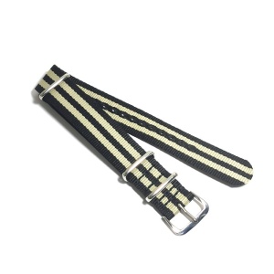Curea de ceas Nato Negru si Bej 18mm 20mm N56 - Img 3