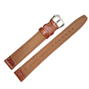 Curea de Ceas Piele Maro Bizonată – 16/14 mm – Lungime XL – Cusătură Maro – Cataramă Argintie - Img 2