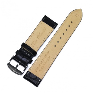 Curea de ceas Piele Naturala Neagra Antialergica Imprimeu Crocodil 18mm 20mm 22mm 24mm WZ3883 - Img 2