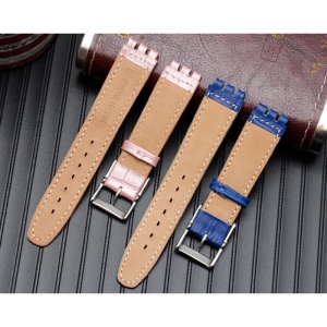 Curea de Ceas Swatch 19mm – Piele Naturală Albastră – Înlocuiește Cureaua Originală - Img 2