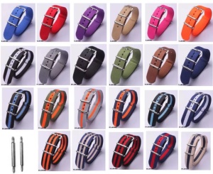 Curea Nylon Universală – 16/18/20/22 mm – Culori: Negru, Roșu, Orange, Verde, Crem, Bleumarin