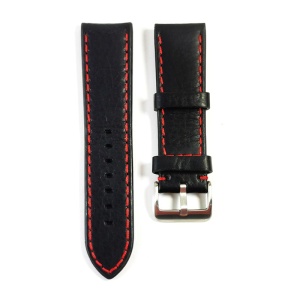 Curea pentru ceas Chermond Culoare Neagra, Cusatura Rosie 20mm, 22mm, 24mm WZ3480 - Img 3