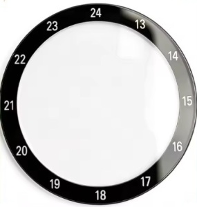 Geam Mineral Plat 30.5/31 mm – Chenar Negru cu Cifre Albe (Scară 24H) – Pentru Ceasuri Seiko