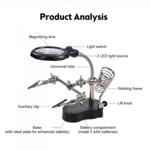 Lupă Profesională cu Clemă și LED – 35X/12X – ESPLB TE-801 – Pentru Reparații Electronice și Mecanică Fină - Img 3
