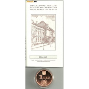 Monedă 1 LEU 2009 Nicolae Bălcescu – 190 de ani de la naștere – Tombac Cuprat – PROOF – Certificat BNR – Tiraj 1000 - Img 2