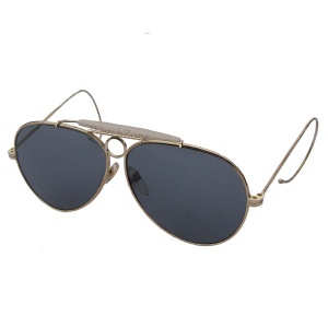 Ochelari Aviator Stil Anii 90 – Ramă Aurie – Lentile Gri din Sticlă – Sistem Anti-Cădere pentru Sport
