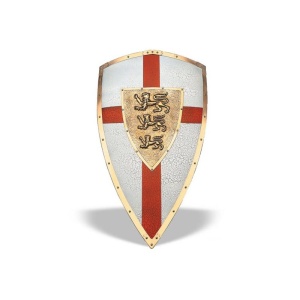 Scut de Panoplie Richard Inimă de Leu – Blazon Regal – Marto Toledo – Oțel și Bronz – 49x64 cm – AG803