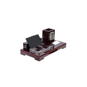 Set Birou Elegant din Lemn – Organizator Multifuncțional cu Ceas Digital CD-33 - Img 2