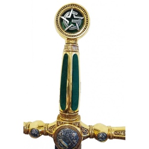 Spadă cu Simboluri Masonice – Ediție de Lux cu Catifea Verde – Oțel de Toledo – 116 cm - Img 3