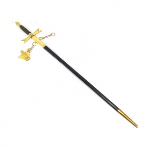 Spadă de Cavaler Templier cu Teacă – Ediție Ceremonială Gold & Black – Oțel Inoxidabil