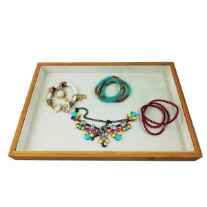 Tavă de Depozitare și Expunere Bijuterii – Lemn cu Catifea – 35 x 24 x 3 cm – WZ3702