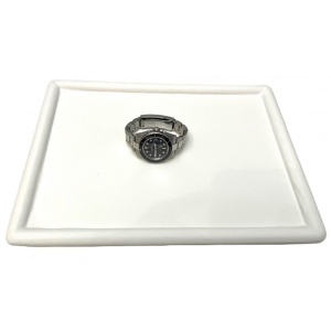 Tavă Profesională Prezentare Bijuterii – Piele Ecologică Albă (Pure White PU Leather)